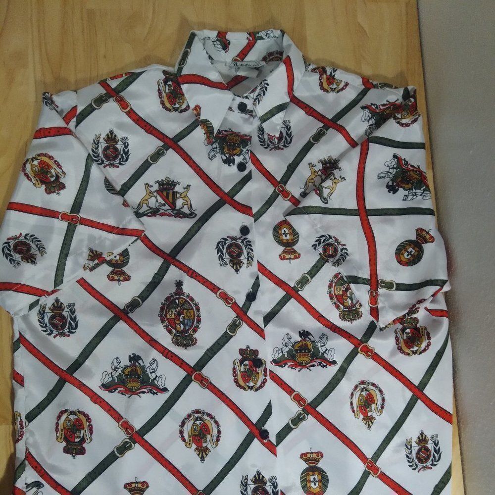 Vintage Notations Crest Straps Pattern Polyester … - image 2